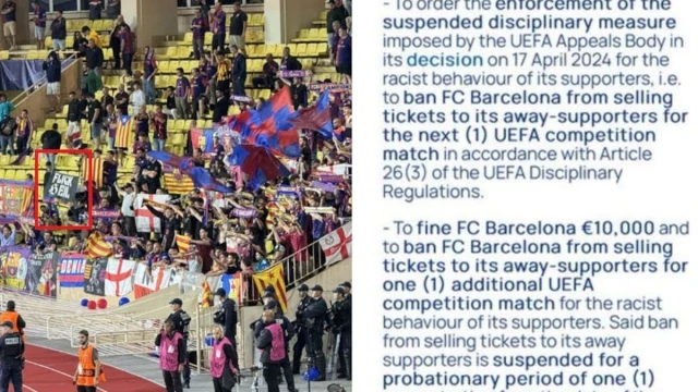 La UEFA multa al Barça por la pancarta nazi en el partido ante el Mónaco: sus aficionados no podrán viajar a Belgrado