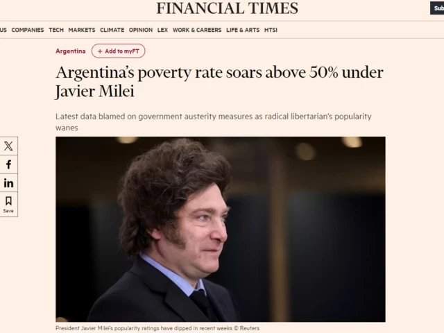 Tras el índice de pobreza, Financial Times dijo que "flaquea" la popularidad de Milei y Galperin salió al cruce: "Otro diario dominado por el virus de la mentalidad progresista"