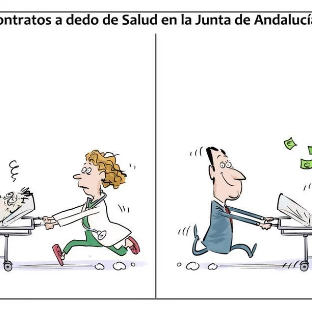 Viñeta de Miki y Duarte sobre los contratos a dedo en la sanidad pública andaluza