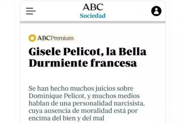 El diario 'ABC' se refiere a Gisèle Pélicot como "la Bella Durmiente francesa" y las redes estallan: "Difícil dar más asco"