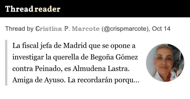 La fiscal jefa de Madrid que se opone a investigar la querella de Begoña Gómez contra Peinado es Almudena Lastra, amiga de Ayuso