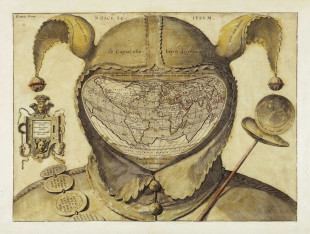 [Eng] La vanidad de las vanidades: Mapa del mundo con gorro de bufón (ca. 1585)